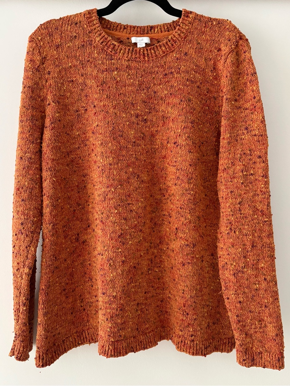 J. Jill—Orange Knobby Heather Crewneck Sweater, Petite Large